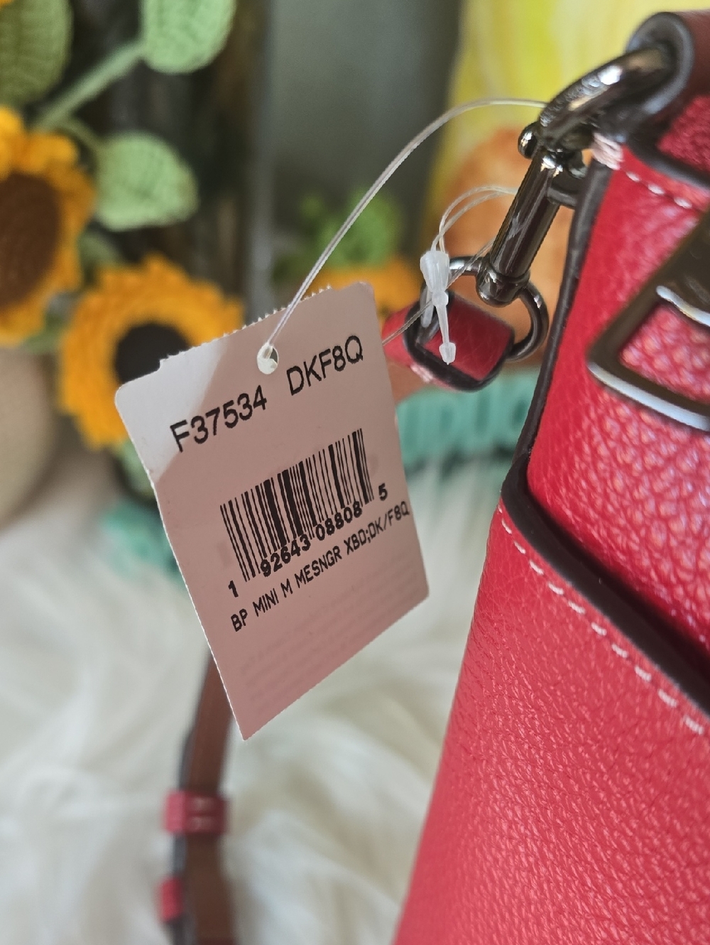 Coach Minnie Mouse Red Pebbled Leather Crossbody - Picture 6 of 17
